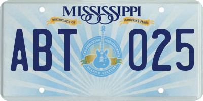 MS license plate ABT025