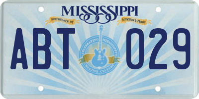 MS license plate ABT029
