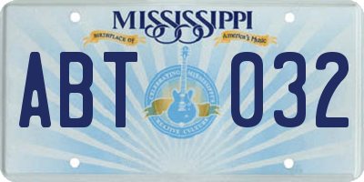 MS license plate ABT032
