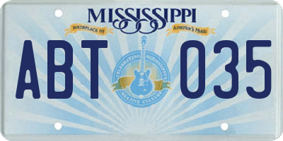 MS license plate ABT035