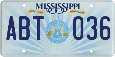 MS license plate ABT036