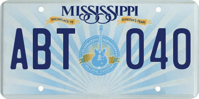 MS license plate ABT040