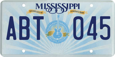 MS license plate ABT045