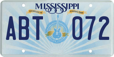 MS license plate ABT072