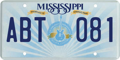 MS license plate ABT081