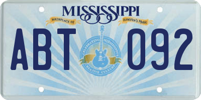MS license plate ABT092