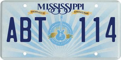 MS license plate ABT114