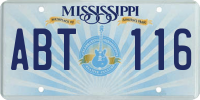 MS license plate ABT116
