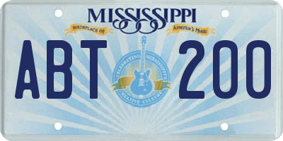 MS license plate ABT200