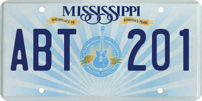 MS license plate ABT201