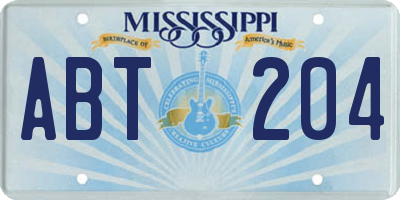 MS license plate ABT204
