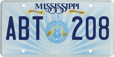 MS license plate ABT208