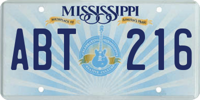 MS license plate ABT216