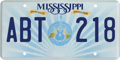 MS license plate ABT218