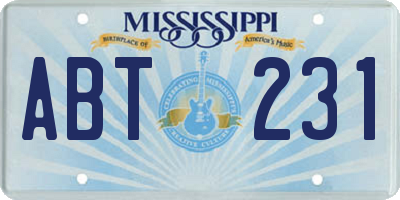 MS license plate ABT231