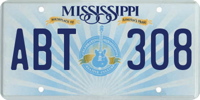 MS license plate ABT308