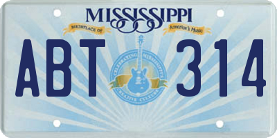 MS license plate ABT314
