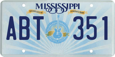 MS license plate ABT351