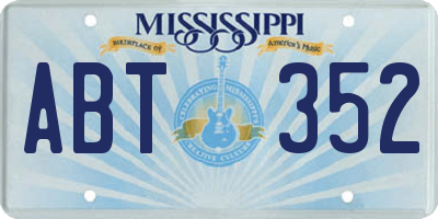 MS license plate ABT352