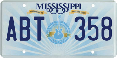 MS license plate ABT358
