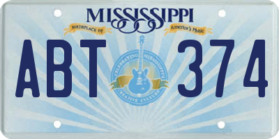 MS license plate ABT374