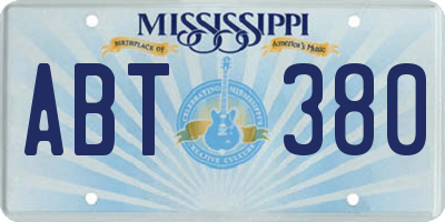 MS license plate ABT380