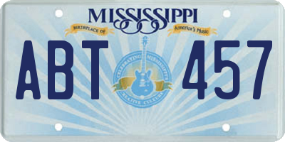 MS license plate ABT457