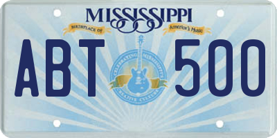 MS license plate ABT500