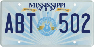 MS license plate ABT502