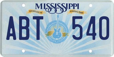 MS license plate ABT540