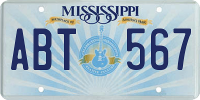 MS license plate ABT567