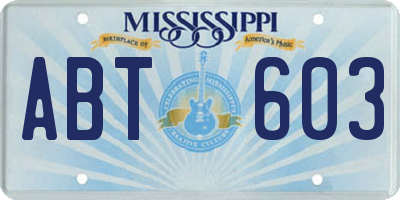 MS license plate ABT603