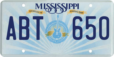 MS license plate ABT650