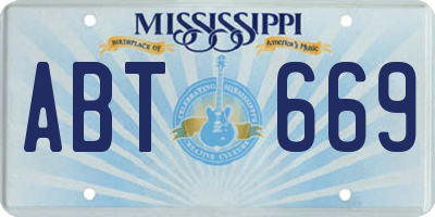 MS license plate ABT669