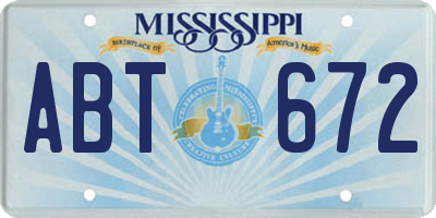 MS license plate ABT672