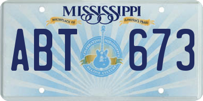 MS license plate ABT673