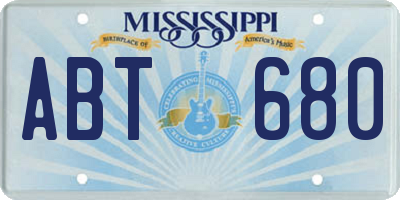MS license plate ABT680