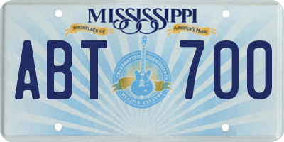 MS license plate ABT700