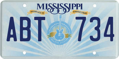 MS license plate ABT734