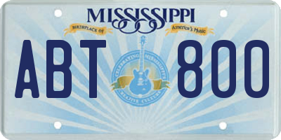 MS license plate ABT800