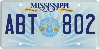 MS license plate ABT802