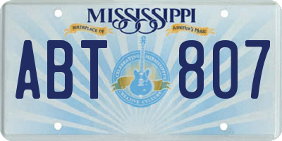 MS license plate ABT807