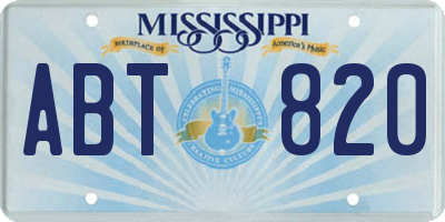 MS license plate ABT820
