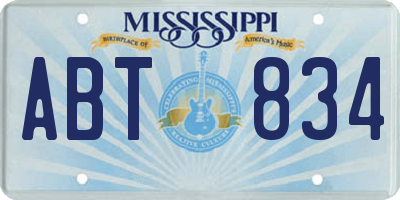 MS license plate ABT834