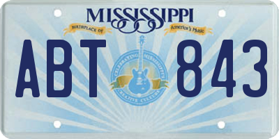 MS license plate ABT843