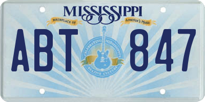 MS license plate ABT847