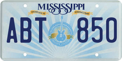 MS license plate ABT850