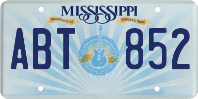 MS license plate ABT852