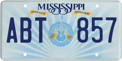 MS license plate ABT857