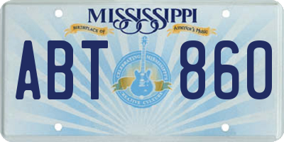 MS license plate ABT860